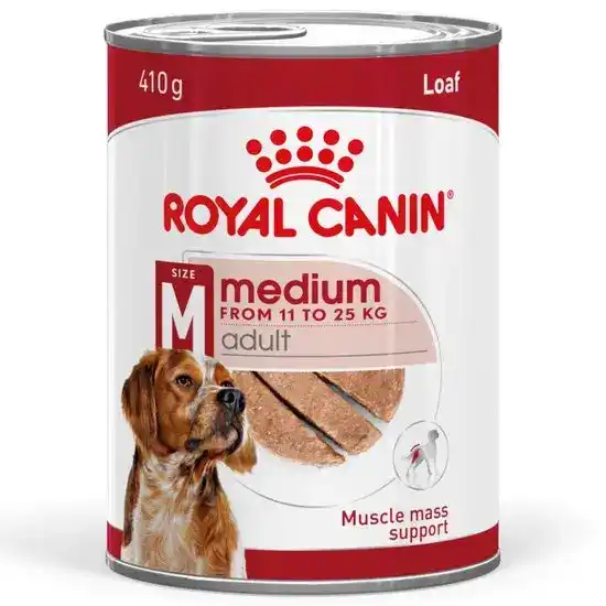 ROYAL CANIN Medium Breed Adult Wet Dog Food Loaf 12 x 410g Cans 17788