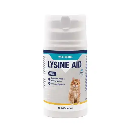 NutriScience Lysine Aid Herpes Support Supplement Gel for Cats 50ml Bottle 2610