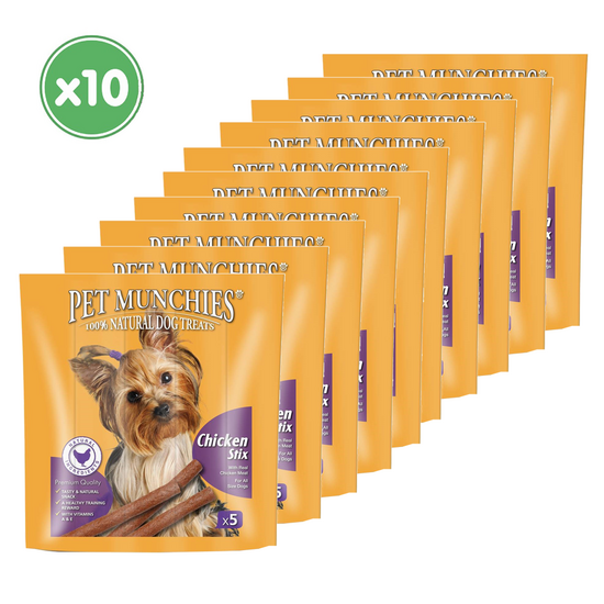 Pet Munchies Semi-Moist 100% Natural Chicken Stix Dog Treats 10 x 50g 10668