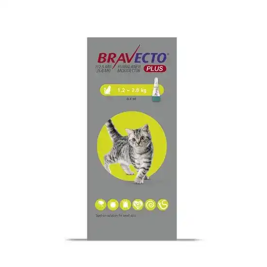 BRAVECTO PLUS Spot-On for Small Cats 112.5mg (1.2kg-2.8kg) 3216