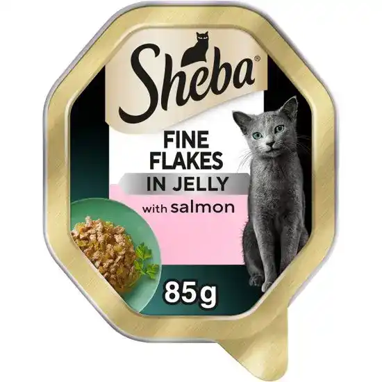 Sheba Fine Flakes Adult Wet Cat Food with Salmon in Jelly 22 x 85g Trays 17975