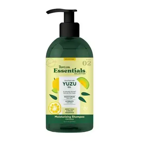 TropiClean Essentials Collection Yuzu Oil Moisturising Shampoo for Dogs 473ml Bottle 15641