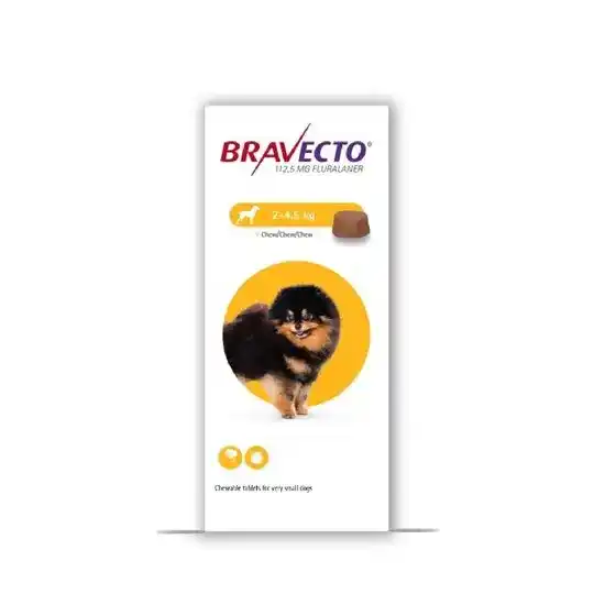 BRAVECTO Chewable Tablets for Toy Dog 112.5mg (2kg-4.5kg) 3974