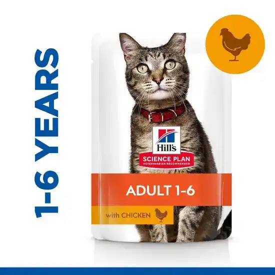 Hill's SCIENCE PLAN Adult Wet Cat Food with Chunks in Gravy with Chicken 12 x 85g Pouches 16387