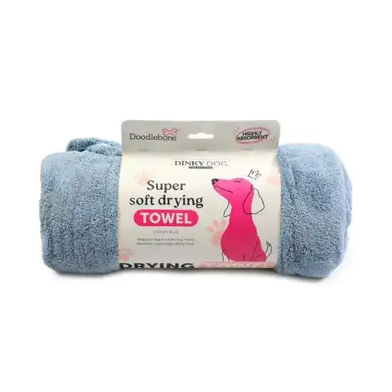 Doodlebone Dinky Dog Drying Towel for Small Dogs & Puppies Chalky Blue 18794