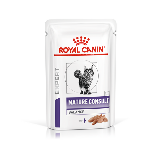ROYAL CANIN Veterinary Health Nutrition Expert Mature Consult Balance Wet Cat Food Loaf 48 x 85g Pouches 15932