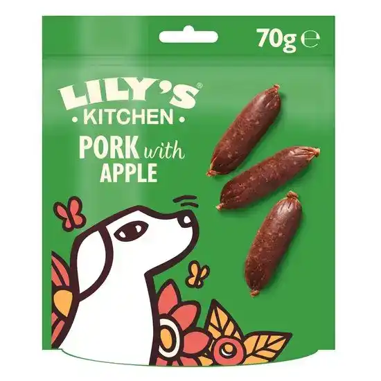 Lily's Kitchen Adult Pork Sausage & Apple Treats for Dogs 8 x 70g 17896