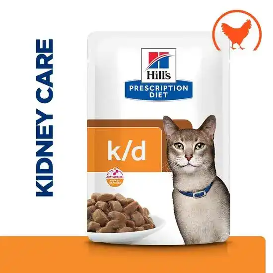 Hill's PRESCRIPTION DIET k/d Kidney Care Wet Cat Food with Chunks in Gravy with Chicken 12 x 85g Pouches 15814