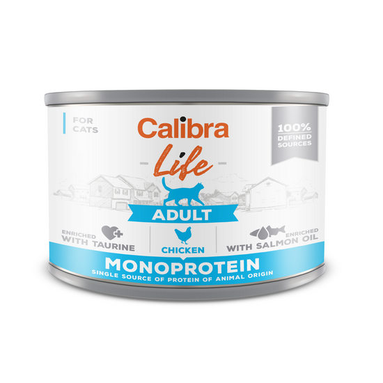 Calibra Cat Life Adult Wet Cat Food with Chicken 6 x 200g Tins 16219