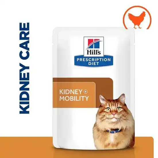 Hill's PRESCRIPTION DIET k/d Kidney + j/d Mobility Wet Cat Food with Chunks in Gravy with Chicken 85g Pouches 15848