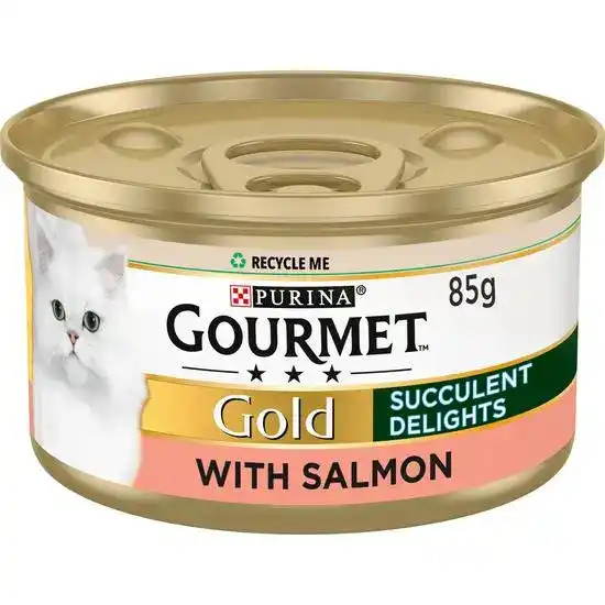 GOURMET Gold Succulent Delights Salmon Wet Cat Food 12 x 85g Tins 18340