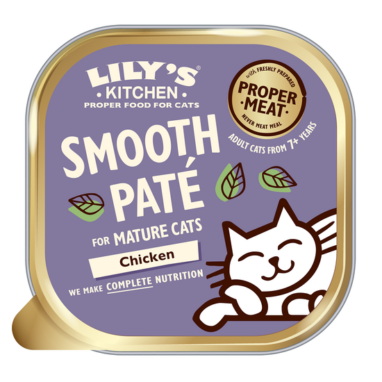 Lily's Kitchen Mature Adult Wet Cat Food Smooth Pate with Chicken 19 x 85g Alutrays 17646