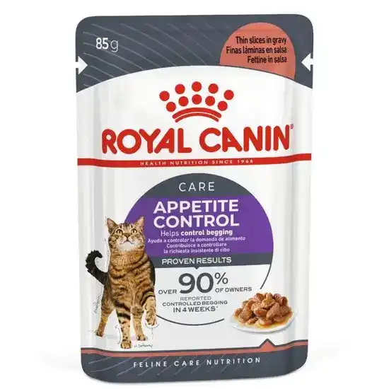ROYAL CANIN Adult Appetite Control Care Wet Cat Food with Thin Slices in Gravy 12 x 85g Pouches 17299
