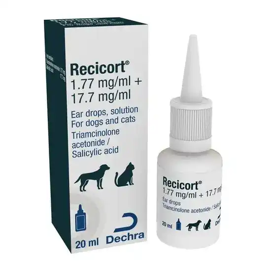 Recicort Ear Drops Solution for Dogs and Cats 1.77 mg/ml + 17.7 mg/ml 4457
