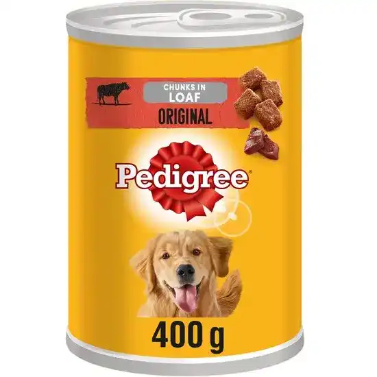 PEDIGREE Original Adult Wet Dog Food with Chunks in Loaf 12 x 400g Cans 16179