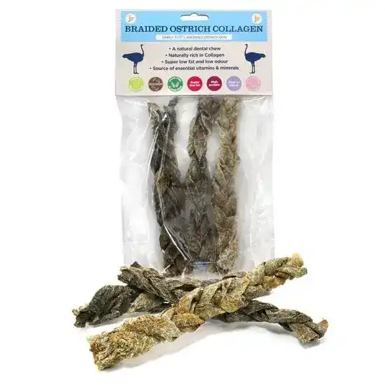 JR Pet Products Braided Ostrich Collagen Skins Treats for Dogs 19461