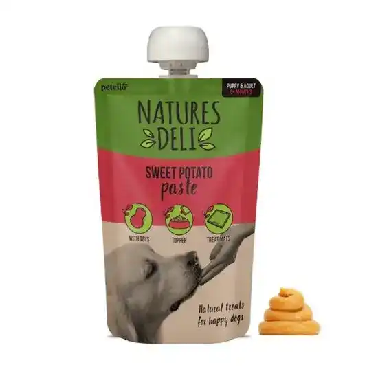 Natures Deli Treat Paste Pouches with Sweet Potato for Puppies and Dogs 100g Pouches 16640