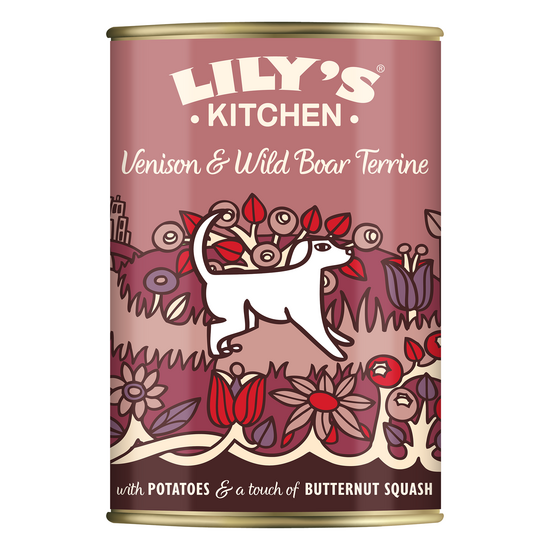 Lily's Kitchen Adult Venison & Wild Boar Terrine Wet Dog Food 6 x 400g Cans 17676