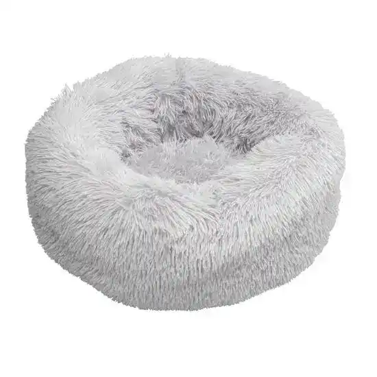 House of Paws Comfy & Calming Faux Fur Donut Dog Bed Grey 18769