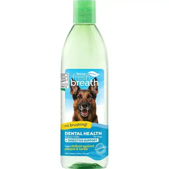 TropiClean Fresh Breath Dental Health Solution + Digestive Support for Dogs 473ml Bottle 15616