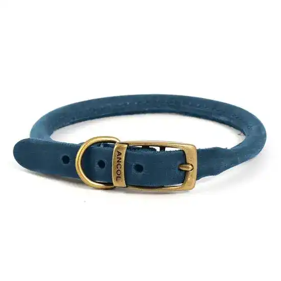 Ancol The Heritage Collection Timberwolf Rolled Dog Collar Blue 19089