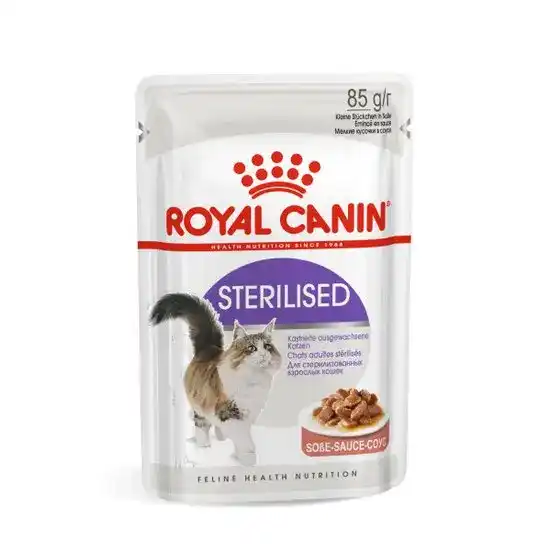 ROYAL CANIN Adult Sterilised Wet Cat Food with Thin Slices in Gravy 85g Pouches 17363
