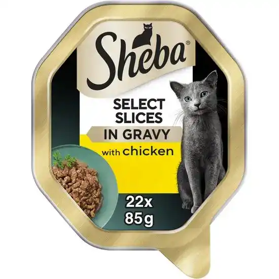 Sheba Select Slices Adult Wet Cat Food Chicken in Gravy 22 x 85g Trays 17952