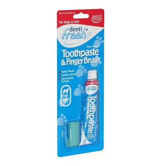 Hatchwells Denti Fresh Toothpaste & Finger Brush Kit for Dogs & Cats 1 Pack 18107