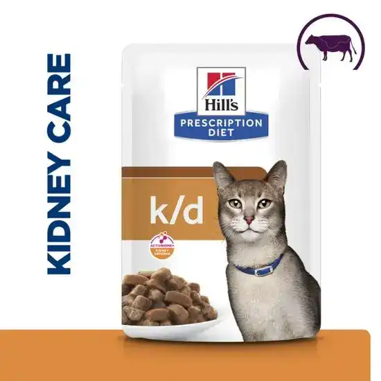 Hill's PRESCRIPTION DIET k/d Kidney Care Wet Cat Food with Chunks in Gravy with Beef 85g Pouches 15847