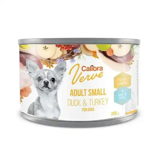 Calibra Verve Grain Free Small Breed Adult Wet Dog Food Duck & Turkey 6 x 200g T 16246