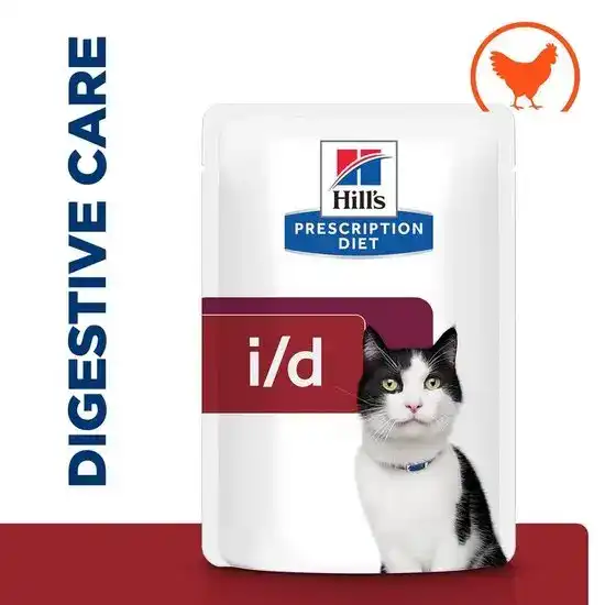 Hill's PRESCRIPTION DIET i/d Digestive Care Wet Cat Food with Chunks in Gravy with Chicken 85g Pouches 15885