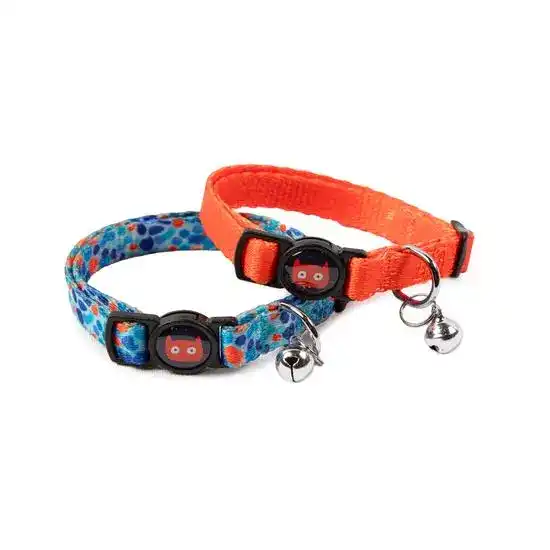 Doodlecat Cat Collar Duo Set Tangerine & Reef 18840