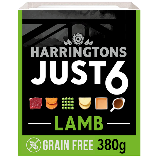 Harringtons Just 6 Grain Free Adult Wet Dog Food Lamb 8 x 380g Trays 18064