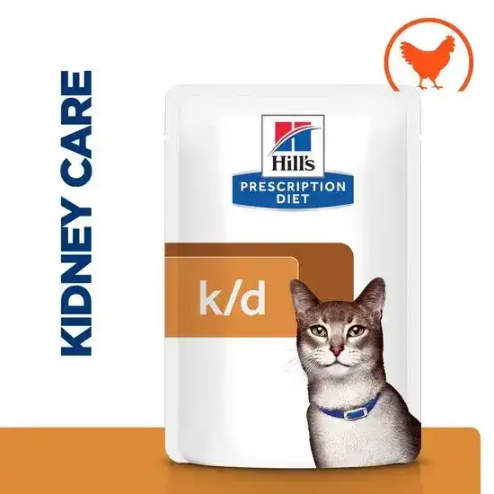 Hill's PRESCRIPTION DIET k/d Kidney Care Wet Cat Food with Chunks in Gravy with Chicken 12 x 85g Pouches 15814