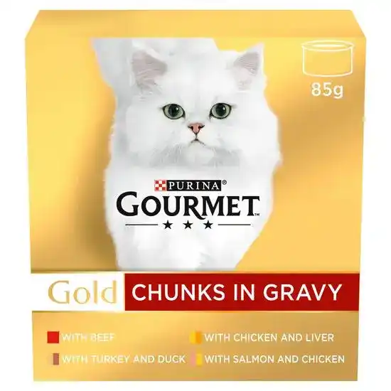 GOURMET Gold Chunks in Gravy Collection Wet Cat Food 48 x 85g Tins 18352