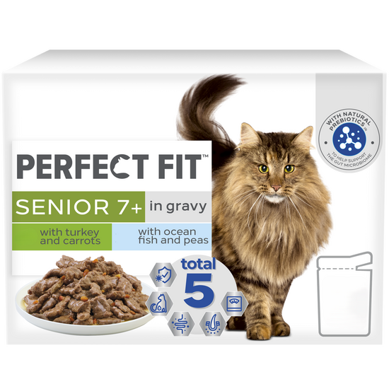 Perfect Fit Senior 7+ Wet Cat Food Mixed Selection in Gravy 48 x 85g Pouches 17987
