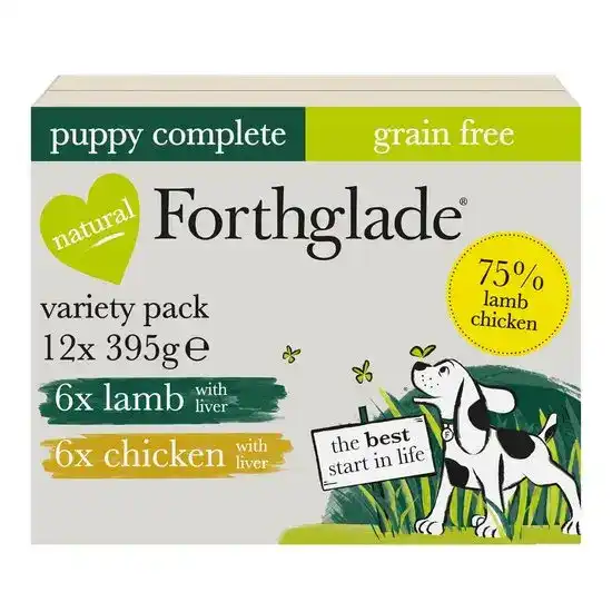Forthglade Grain Free Complete Puppy Wet Dog Food Chicken & Lamb with Liver Variety Pack 12 x 395g Trays 17569