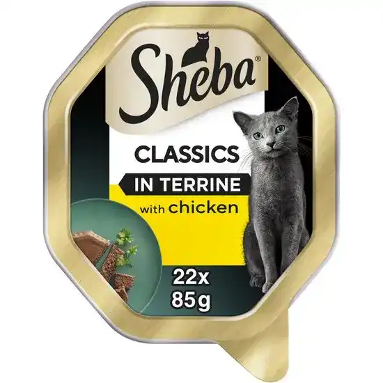 Sheba Classics Adult Wet Cat Food with Chicken in Terrine 22 x 85g Trays 17984
