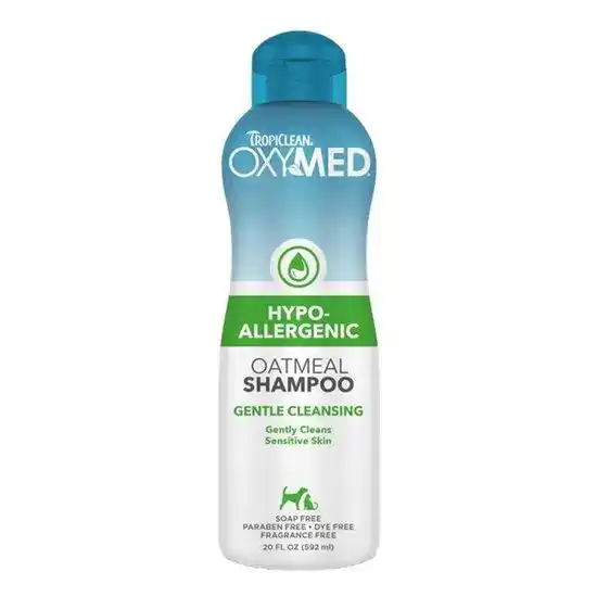 TropiClean OxyMed Hypoallergenic Oatmeal Shampoo for Cats and Dogs 592ml Bottle 15610