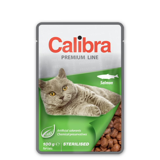 Calibra Premium Line Adult Sterilised Wet Cat Food Salmon in Gravy 24 x 100g Pou 18032