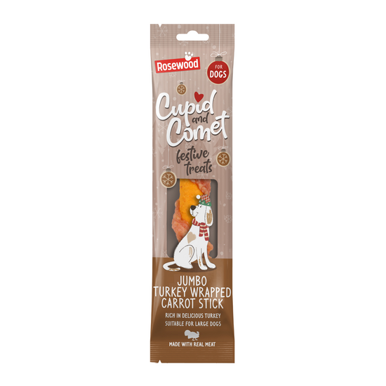 Rosewood Cupid & Comet Christmas Jumbo Turkey Wrapped Carrot Sticks Dog Treat 1 19895