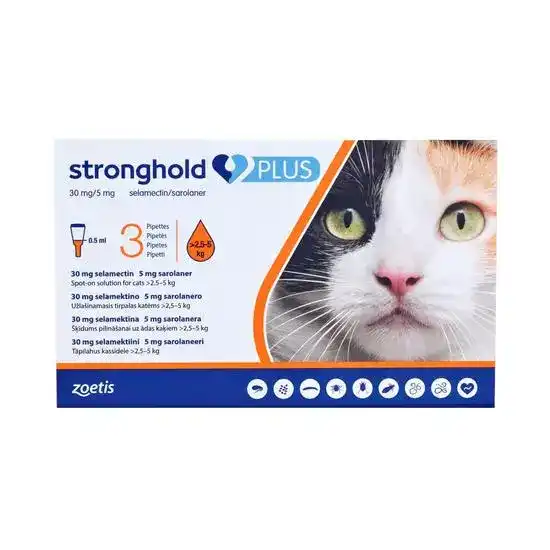 Stronghold PLUS Spot On Solution for Medium Cats 30mg/5mg (2.5kg-5kg) 10483