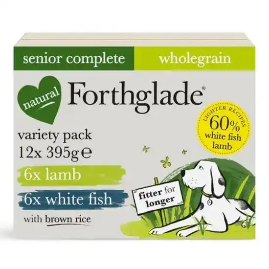 Forthglade Complete Senior Wet Dog Food Lamb & White Fish with Brown Rice Variety Pack 12 x 395g Trays 17615