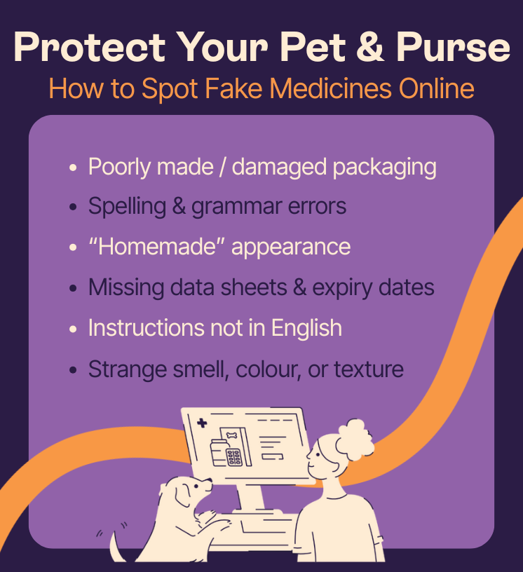An infographic displaying the key ways to discern if a pet medicine is fake or real | How to spot fake Frontline Plus